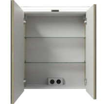 Badmöbel-Set Pelipal Sunline 121 BxHxT 61 x 200 x 46 cm Frontfarbe Polar Pinie mit Mineralguss-Waschtisch Waschtischunterschrank und Spiegelschrank mit LED-Beleuchtung