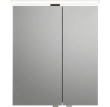Badmöbel-Set Pelipal Sunline 121 BxHxT 61 x 200 x 46 cm Frontfarbe sangallo grau mit Mineralguss-Waschtisch Waschtischunterschrank und Spiegelschrank mit LED-Beleuchtung
