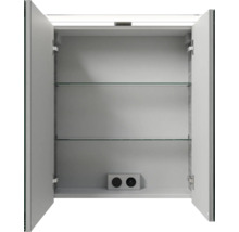 Badmöbel-Set Pelipal Sunline 121 BxHxT 61 x 200 x 46 cm Frontfarbe sangallo grau mit Mineralguss-Waschtisch Waschtischunterschrank und Spiegelschrank mit LED-Beleuchtung