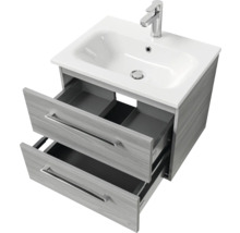 Badmöbel-Set Pelipal Sunline 121 BxHxT 61 x 200 x 46 cm Frontfarbe sangallo grau mit Mineralguss-Waschtisch Waschtischunterschrank und Spiegelschrank mit LED-Beleuchtung