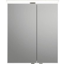Badmöbel-Set Pelipal Sunline 121 BxHxT 61 x 200 x 46 cm Frontfarbe weiß hochglanz mit Mineralguss-Waschtisch Waschtischunterschrank 3 Schubkästen und Spiegelschrank mit LED-Beleuchtung