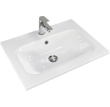 Badmöbel-Set Pelipal Sunline 121 BxHxT 61 x 200 x 46 cm Frontfarbe weiß hochglanz mit Mineralguss-Waschtisch Waschtischunterschrank 3 Schubkästen und Spiegelschrank mit LED-Beleuchtung