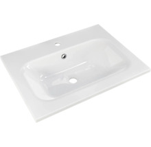 Badmöbel-Set Pelipal Sunline 121 BxHxT 61 x 200 x 46 cm Frontfarbe weiß hochglanz mit Mineralguss-Waschtisch Waschtischunterschrank 3 Schubkästen und Spiegelschrank mit LED-Beleuchtung
