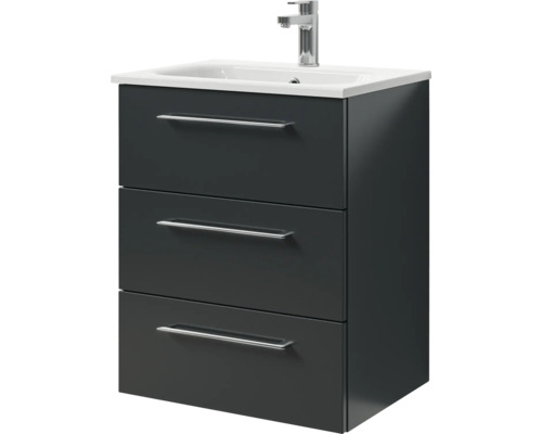 Meuble sous-vasque avec trois tiroirs, vasque et robinet