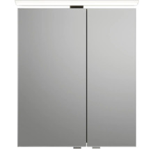 Badmöbel-Set Pelipal Sunline 121 BxHxT 61 x 200 x 46 cm Frontfarbe Eiche ribbeck mit Mineralguss-Waschtisch Waschtischunterschrank 3 Schubkästen und Spiegelschrank mit LED-Beleuchtung