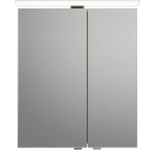 Badmöbel-Set Pelipal Sunline 121 BxHxT 61 x 200 x 46 cm Frontfarbe Polar Pinie mit Mineralguss-Waschtisch Waschtischunterschrank 3 Schubkästen und Spiegelschrank mit LED-Beleuchtung