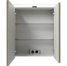Badmöbel-Set Pelipal Sunline 121 BxHxT 61 x 200 x 46 cm Frontfarbe Polar Pinie mit Mineralguss-Waschtisch Waschtischunterschrank 3 Schubkästen und Spiegelschrank mit LED-Beleuchtung
