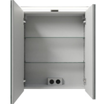 Badmöbel-Set Pelipal Sunline 121 BxHxT 61 x 200 x 46 cm Frontfarbe sangallo grau mit Mineralguss-Waschtisch Waschtischunterschrank 3 Schubkästen und Spiegelschrank mit LED-Beleuchtung