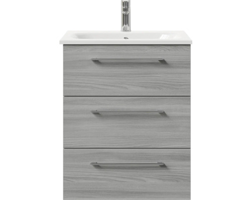 Waschtischunterschrank mit drei Schubladen und Waschbecken inklusive Armatur