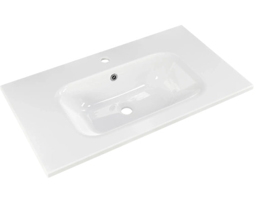 Vasque en céramique avec trou de robinet et trop-plein