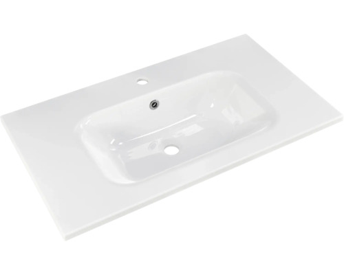 Lavabo en céramique avec trou de robinet et trop-plein