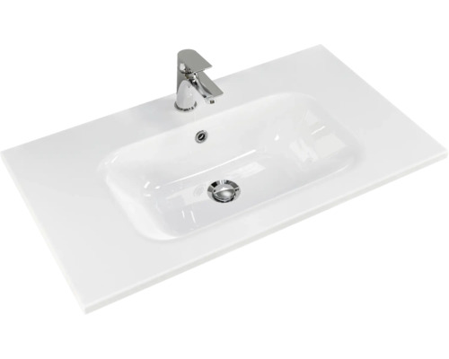 Plan de toilette avec robinet et vasque rectangulaire