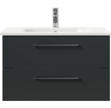Badmöbel-Set Pelipal Sunline 121 BxHxT 81 x 200 x 46 cm Frontfarbe anthrazit mit Mineralguss-Waschtisch Waschtischunterschrank und Spiegelschrank mit LED-Beleuchtung