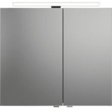 Badmöbel-Set Pelipal Sunline 121 BxHxT 81 x 200 x 46 cm Frontfarbe sangallo grau mit Mineralguss-Waschtisch Waschtischunterschrank und Spiegelschrank mit LED-Beleuchtung