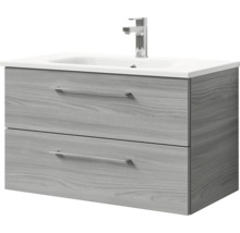 Badmöbel-Set Pelipal Sunline 121 BxHxT 81 x 200 x 46 cm Frontfarbe sangallo grau mit Mineralguss-Waschtisch Waschtischunterschrank und Spiegelschrank mit LED-Beleuchtung