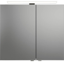 Badmöbel-Set Pelipal Sunline 121 BxHxT 81 x 200 x 46 cm Frontfarbe anthrazit mit Mineralguss-Waschtisch Waschtischunterschrank 3 Schubkästen und Spiegelschrank mit LED-Beleuchtung