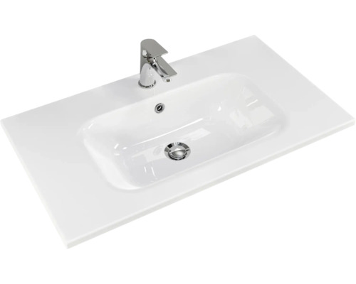 Waschtisch mit Armatur und rechteckigem Becken