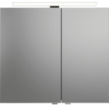 Badmöbel-Set Pelipal Sunline 121 BxHxT 81 x 200 x 46 cm Frontfarbe sangallo grau mit Mineralguss-Waschtisch Waschtischunterschrank 3 Schubkästen und Spiegelschrank mit LED-Beleuchtung