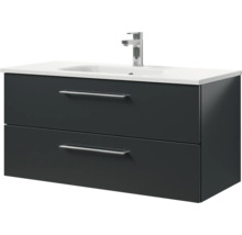 Badmöbel-Set Pelipal Sunline 121 BxHxT 110 x 200 x 46 cm Frontfarbe anthrazit mit Mineralguss-Waschtisch Waschtischunterschrank und Spiegelschrank mit LED-Beleuchtung