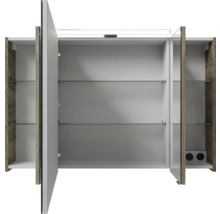 Badmöbel-Set Pelipal Sunline 121 BxHxT 110 x 200 x 46 cm Frontfarbe Eiche ribbeck mit Mineralguss-Waschtisch Waschtischunterschrank und Spiegelschrank mit LED-Beleuchtung