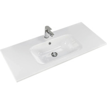 Badmöbel-Set Pelipal Sunline 121 BxHxT 110 x 200 x 46 cm Frontfarbe Eiche ribbeck mit Mineralguss-Waschtisch Waschtischunterschrank und Spiegelschrank mit LED-Beleuchtung