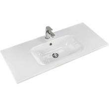 Badmöbel-Set Pelipal Sunline 121 BxHxT 110 x 200 x 46 cm Frontfarbe Polar Pinie mit Mineralguss-Waschtisch Waschtischunterschrank und Spiegelschrank mit LED-Beleuchtung