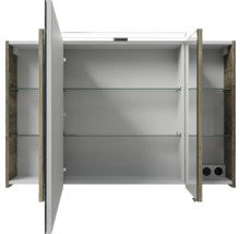 Badmöbel-Set Pelipal Sunline 121 BxHxT 110 x 200 x 46 cm Frontfarbe Eiche ribbeck mit Mineralguss-Waschtisch Waschtischunterschrank 3 Schubkästen und Spiegelschrank mit LED-Beleuchtung