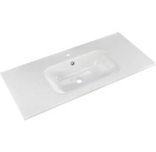Badmöbel-Set Pelipal Sunline 121 BxHxT 110 x 200 x 46 cm Frontfarbe Eiche ribbeck mit Mineralguss-Waschtisch Waschtischunterschrank 3 Schubkästen und Spiegelschrank mit LED-Beleuchtung