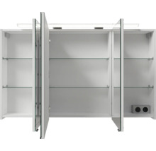 Badmöbel-Set Pelipal Sunline 121 BxHxT 121 x 200 x 46 cm Frontfarbe weiß hochglanz mit Mineralguss-Waschtisch Waschtischunterschrank und Spiegelschrank mit LED-Beleuchtung