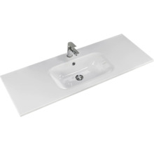 Badmöbel-Set Pelipal Sunline 121 BxHxT 121 x 200 x 46 cm Frontfarbe Eiche ribbeck mit Mineralguss-Waschtisch Waschtischunterschrank und Spiegelschrank mit LED-Beleuchtung