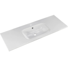 Badmöbel-Set Pelipal Sunline 121 BxHxT 121 x 200 x 46 cm Frontfarbe Eiche ribbeck mit Mineralguss-Waschtisch Waschtischunterschrank und Spiegelschrank mit LED-Beleuchtung