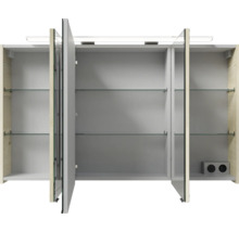 Badmöbel-Set Pelipal Sunline 121 BxHxT 121 x 200 x 46 cm Frontfarbe Polar Pinie mit Mineralguss-Waschtisch Waschtischunterschrank und Spiegelschrank mit LED-Beleuchtung