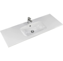 Badmöbel-Set Pelipal Sunline 121 BxHxT 121 x 200 x 46 cm Frontfarbe Polar Pinie mit Mineralguss-Waschtisch Waschtischunterschrank und Spiegelschrank mit LED-Beleuchtung