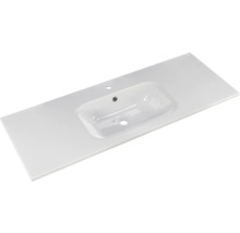 Badmöbel-Set Pelipal Sunline 121 BxHxT 121 x 200 x 46 cm Frontfarbe Polar Pinie mit Mineralguss-Waschtisch Waschtischunterschrank und Spiegelschrank mit LED-Beleuchtung
