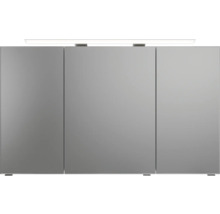 Badmöbel-Set Pelipal Sunline 121 BxHxT 121 x 200 x 46 cm Frontfarbe weiß hochglanz mit Mineralguss-Waschtisch Waschtischunterschrank 3 Schubkästen und Spiegelschrank mit LED-Beleuchtung