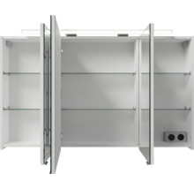 Badmöbel-Set Pelipal Sunline 121 BxHxT 121 x 200 x 46 cm Frontfarbe weiß hochglanz mit Mineralguss-Waschtisch Waschtischunterschrank 3 Schubkästen und Spiegelschrank mit LED-Beleuchtung
