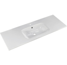 Badmöbel-Set Pelipal Sunline 121 BxHxT 121 x 200 x 46 cm Frontfarbe weiß hochglanz mit Mineralguss-Waschtisch Waschtischunterschrank 3 Schubkästen und Spiegelschrank mit LED-Beleuchtung