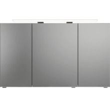 Badmöbel-Set Pelipal Sunline 121 BxHxT 121 x 200 x 46 cm Frontfarbe Eiche ribbeck mit Mineralguss-Waschtisch Waschtischunterschrank 3 Schubkästen und Spiegelschrank mit LED-Beleuchtung