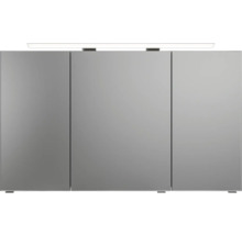 Badmöbel-Set Pelipal Sunline 121 BxHxT 121 x 200 x 46 cm Frontfarbe sangallo grau mit Mineralguss-Waschtisch Waschtischunterschrank 3 Schubkästen und Spiegelschrank mit LED-Beleuchtung