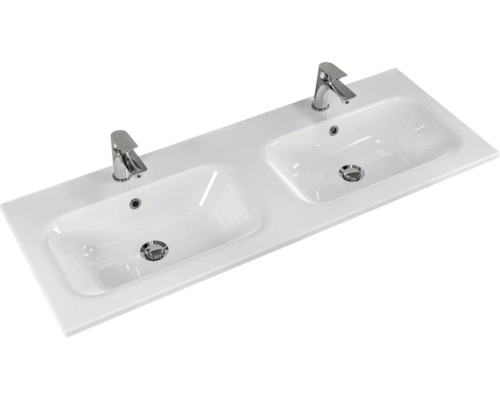 Vasque double avec deux robinets