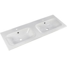 Waschtisch mit zwei Becken aus Sanitärkeramik