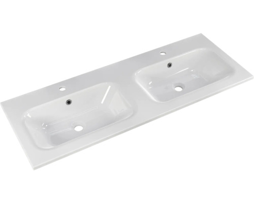 Waschtisch mit zwei Becken aus Sanitärkeramik