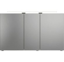 Badmöbel-Set Pelipal Sunline 121 BxHxT 121 x 200 x 46 cm Frontfarbe Polar Pinie mit Mineralguss-Doppelwaschtisch Waschtischunterschrank und Spiegelschrank mit LED-Beleuchtung