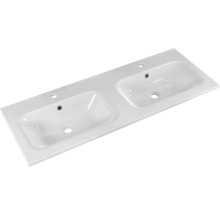 Badmöbel-Set Pelipal Sunline 121 BxHxT 121 x 200 x 46 cm Frontfarbe Polar Pinie mit Mineralguss-Doppelwaschtisch Waschtischunterschrank und Spiegelschrank mit LED-Beleuchtung