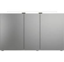 Badmöbel-Set Pelipal Sunline 121 BxHxT 121 x 200 x 46 cm Frontfarbe sangallo grau mit Mineralguss-Doppelwaschtisch Waschtischunterschrank und Spiegelschrank mit LED-Beleuchtung