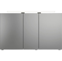 Badmöbel-Set Pelipal Sunline 121 BxHxT 121 x 200 x 46 cm Frontfarbe anthrazit mit Mineralguss-Doppelwaschtisch Waschtischunterschrank 3 Schubkästen und Spiegelschrank mit LED-Beleuchtung