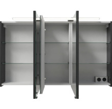 Badmöbel-Set Pelipal Sunline 121 BxHxT 121 x 200 x 46 cm Frontfarbe anthrazit mit Mineralguss-Doppelwaschtisch Waschtischunterschrank 3 Schubkästen und Spiegelschrank mit LED-Beleuchtung