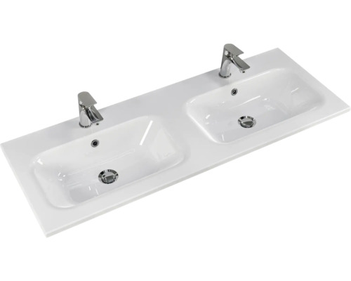 Waschtisch mit zwei Becken und Armaturen