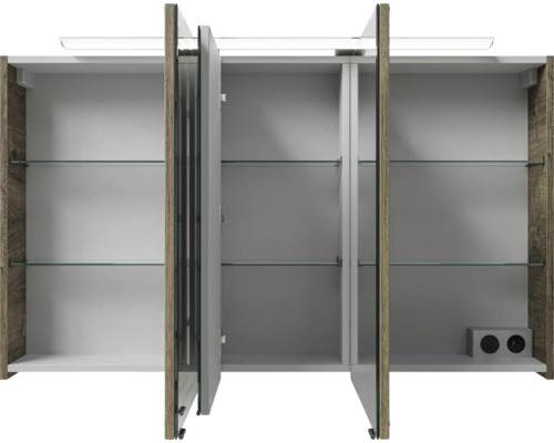 Offener Spiegelschrank mit Glasböden