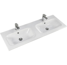 Badmöbel-Set Pelipal Sunline 121 BxHxT 121 x 200 x 46 cm Frontfarbe Eiche ribbeck mit Mineralguss-Doppelwaschtisch Waschtischunterschrank 3 Schubkästen und Spiegelschrank mit LED-Beleuchtung